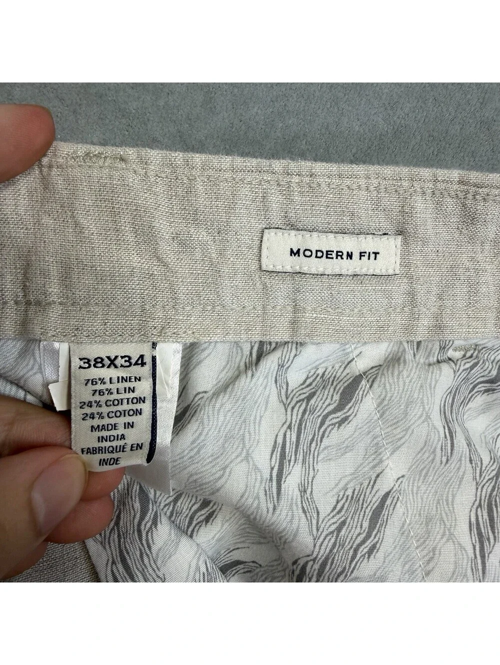 Joseph Abboud Linen Blend Pants Mens 38x34 Beige Modern Fit Cotton Lightweight